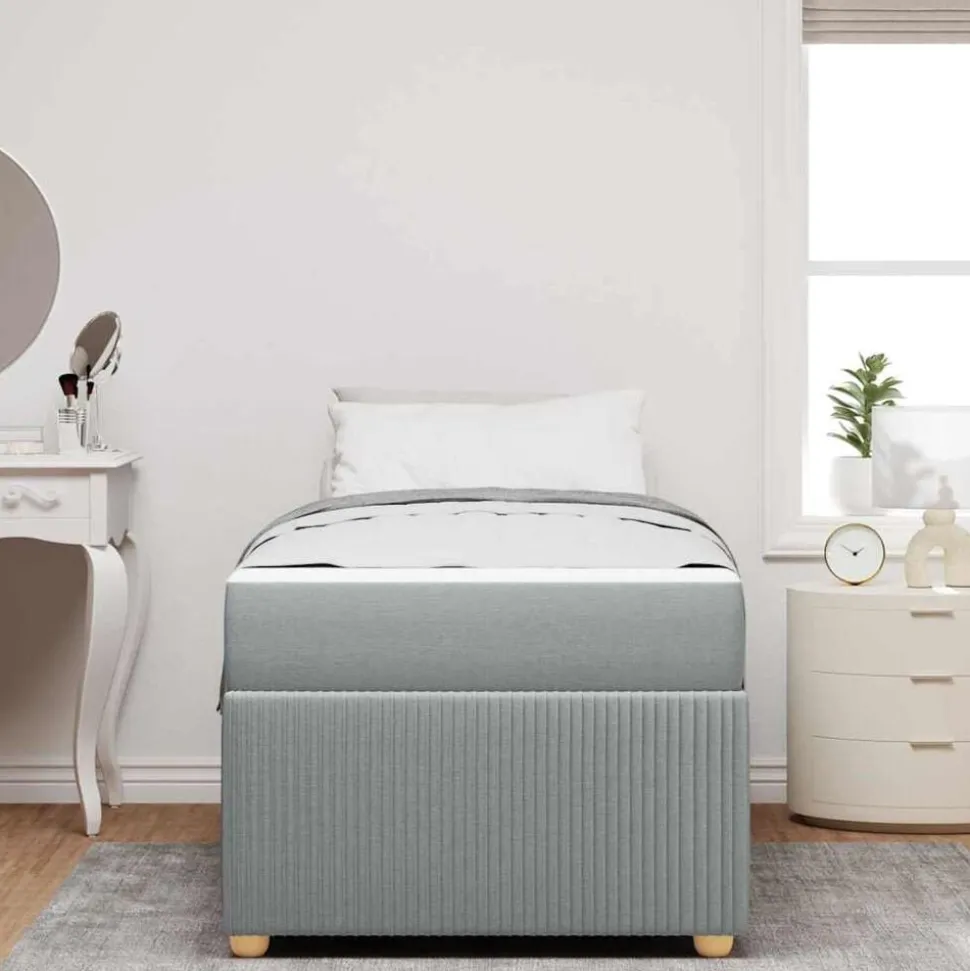 vidaXL Bedframe met matras Lichtgrijs 80 x 200 cm Stof