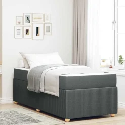 vidaXL Bedframe met matras Donkergrijs 80 x 200 cm Stof