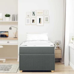 vidaXL Bedframe met matras Donkergrijs 80 x 200 cm Stof