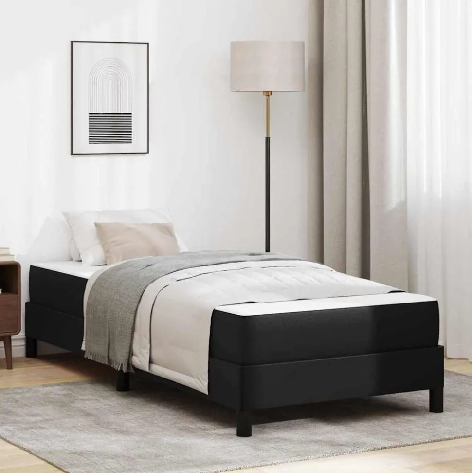 vidaXL Bedframe met matras Zwart 80 x 200 cm Stof
