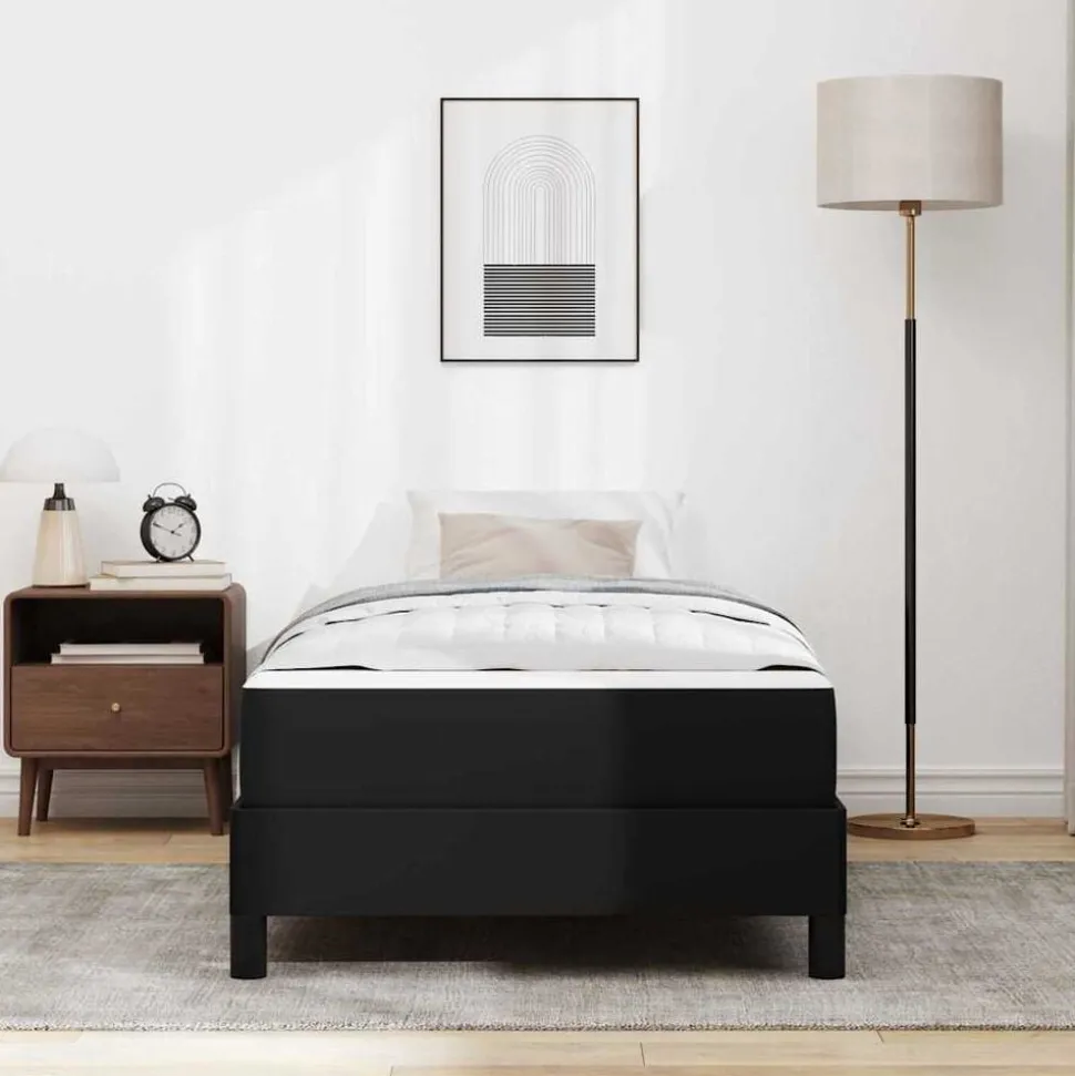 vidaXL Bedframe met matras Zwart 80 x 200 cm Stof