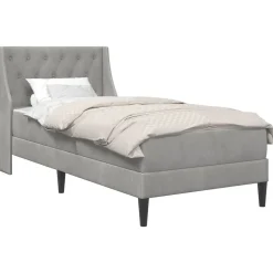 vidaXL Bedframe met matras Lichtgrijs 80 x 200 cm Fluweel