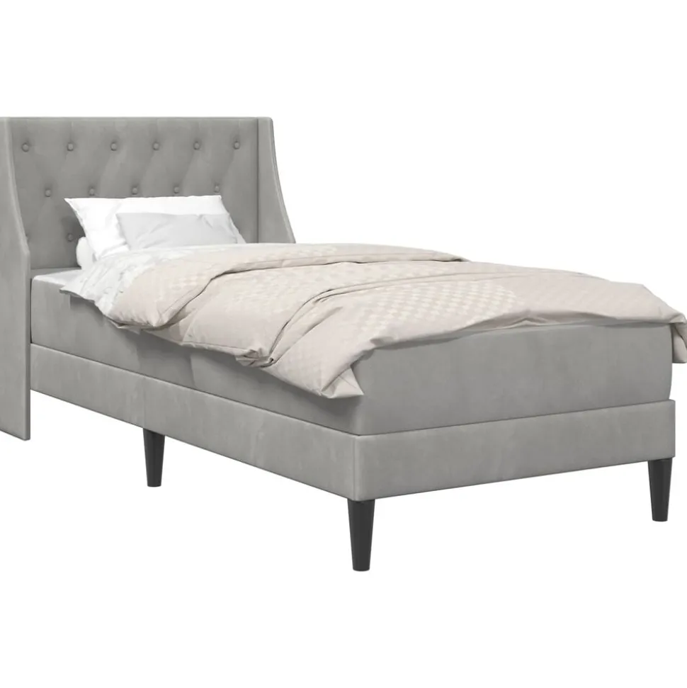 vidaXL Bedframe met matras Lichtgrijs 80 x 200 cm Fluweel