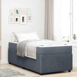 vidaXL Bedframe met matras Donkergrijs 80 x 200 cm Stof