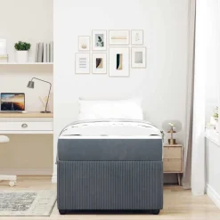 vidaXL Bedframe met matras Donkergrijs 80 x 200 cm Stof