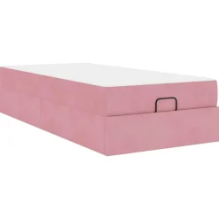 vidaXL Bedframe met matras 2 pcs Roze Fluweel