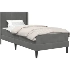 vidaXL Bedframe met matras Donkergrijs 80 x 200 cm Fluweel
