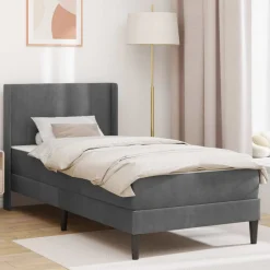 vidaXL Bedframe met matras Donkergrijs 80 x 200 cm Fluweel