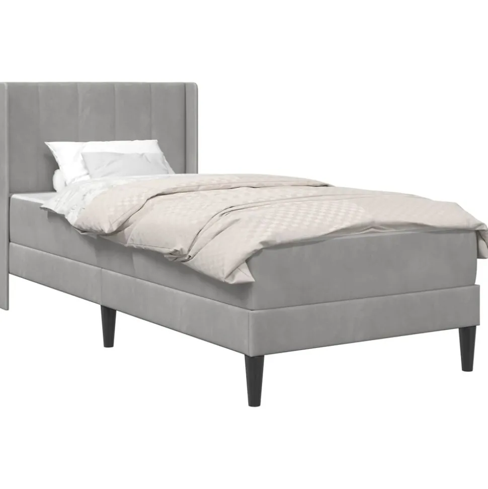 vidaXL Bedframe met matras Lichtgrijs 80 x 200 cm Fluweel