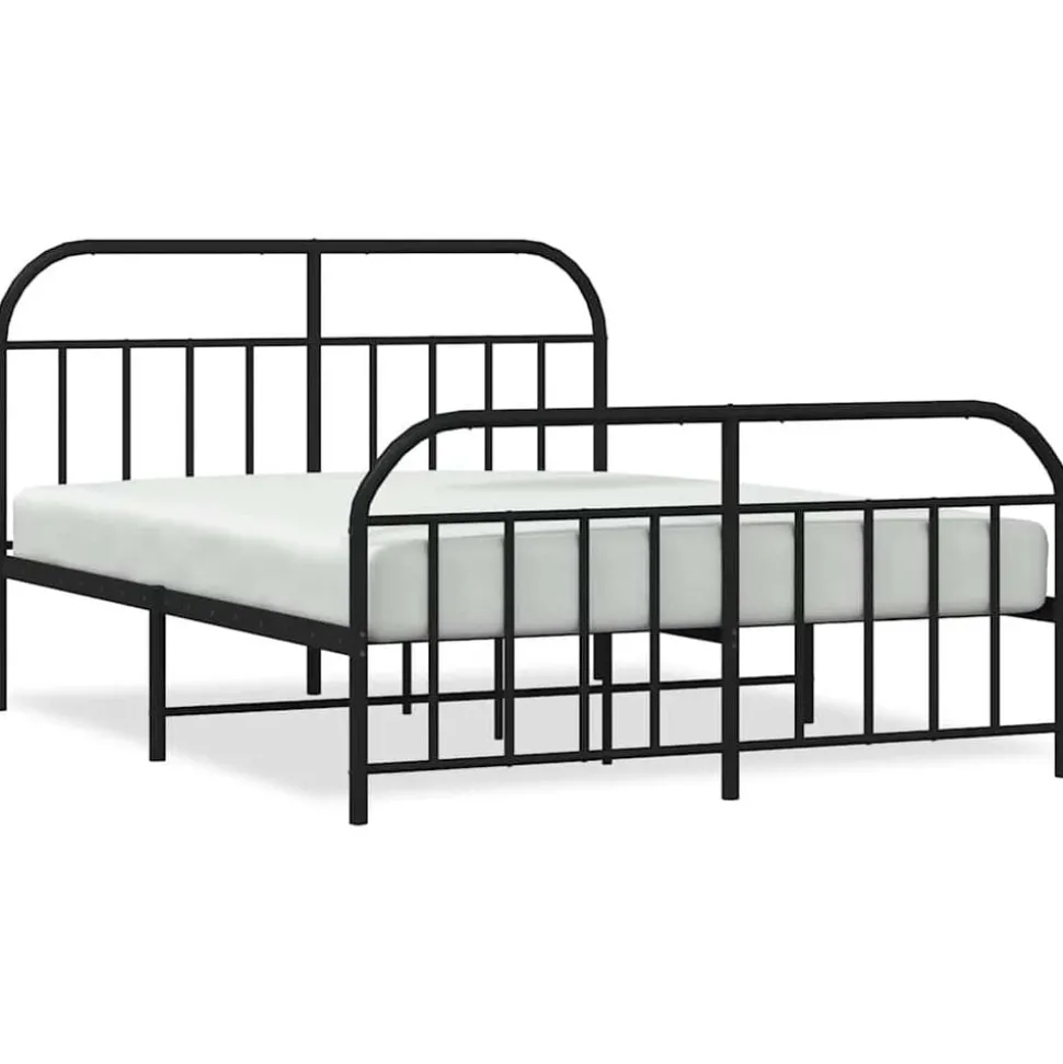 vidaXL Bedframe met voetbord zonder matras metaal zwart 180x200 cm