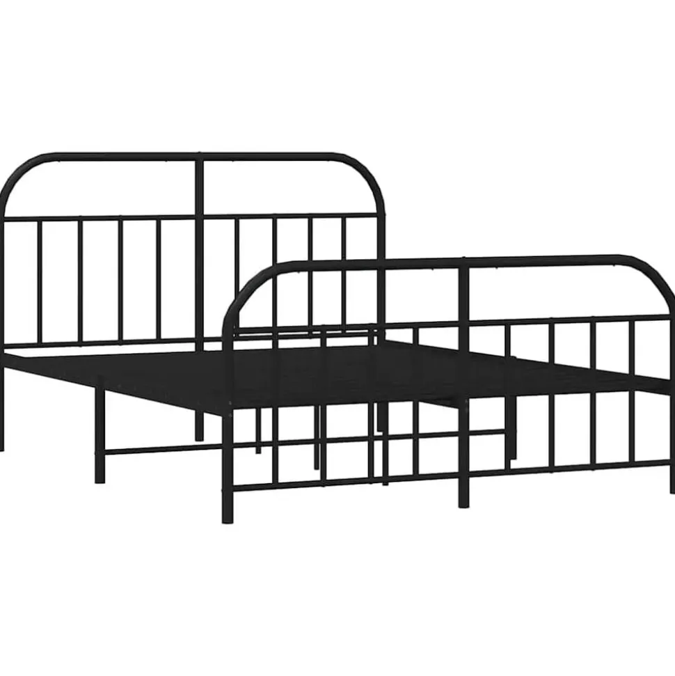 vidaXL Bedframe met voetbord zonder matras metaal zwart 180x200 cm