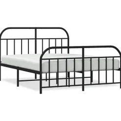 vidaXL Bedframe met voetbord zonder matras metaal zwart 160x200 cm