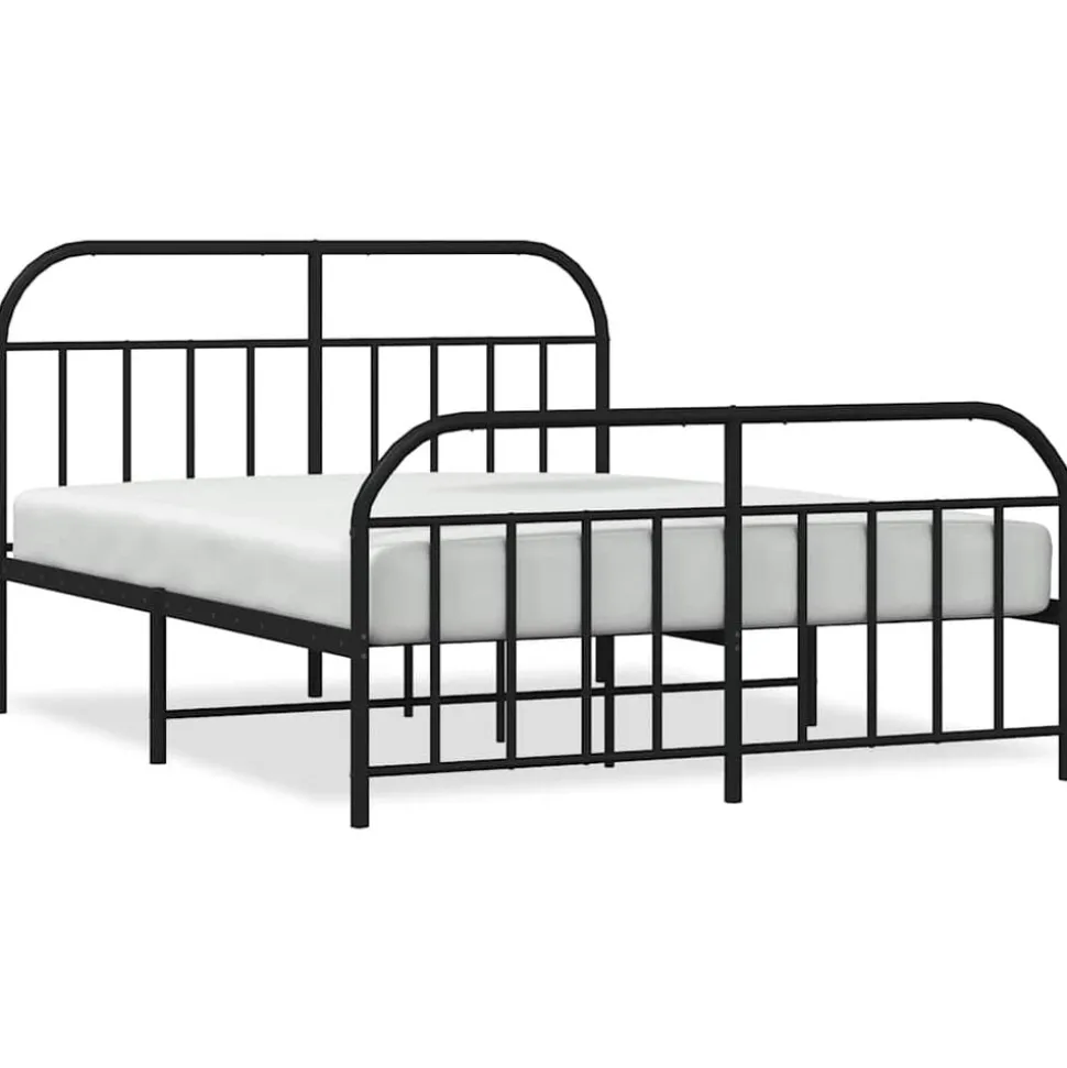vidaXL Bedframe met voetbord zonder matras metaal zwart 160x200 cm