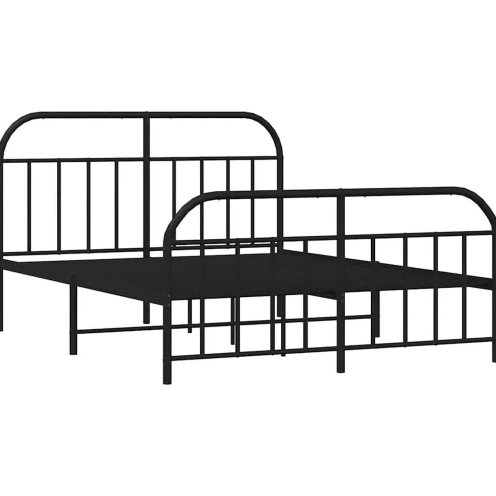vidaXL Bedframe met voetbord zonder matras metaal zwart 160x200 cm