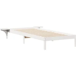 vidaXL Bedframe met Zijtafels Wit 80 x 210 cm Massief grenenhout