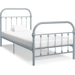 vidaXL Bedframe metaal grijs 90x200 cm