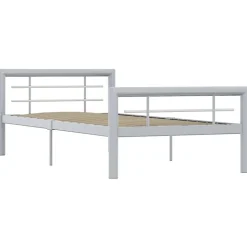 vidaXL Bedframe metaal grijs en wit 90x200 cm