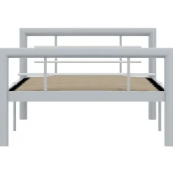 vidaXL Bedframe metaal grijs en wit 90x200 cm