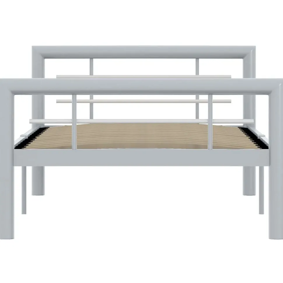 vidaXL Bedframe metaal grijs en wit 90x200 cm