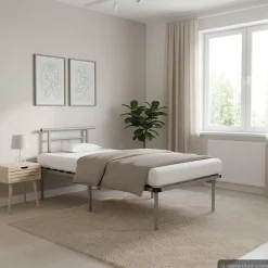 vidaXL Bedframe metaal grijs 90x200 cm