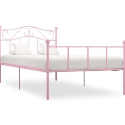 vidaXL Bedframe metaal roze 90x200 cm