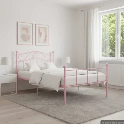 vidaXL Bedframe metaal roze 90x200 cm