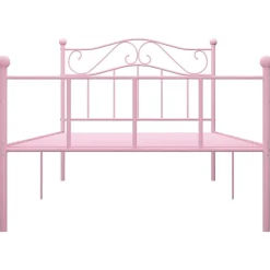 vidaXL Bedframe metaal roze 90x200 cm