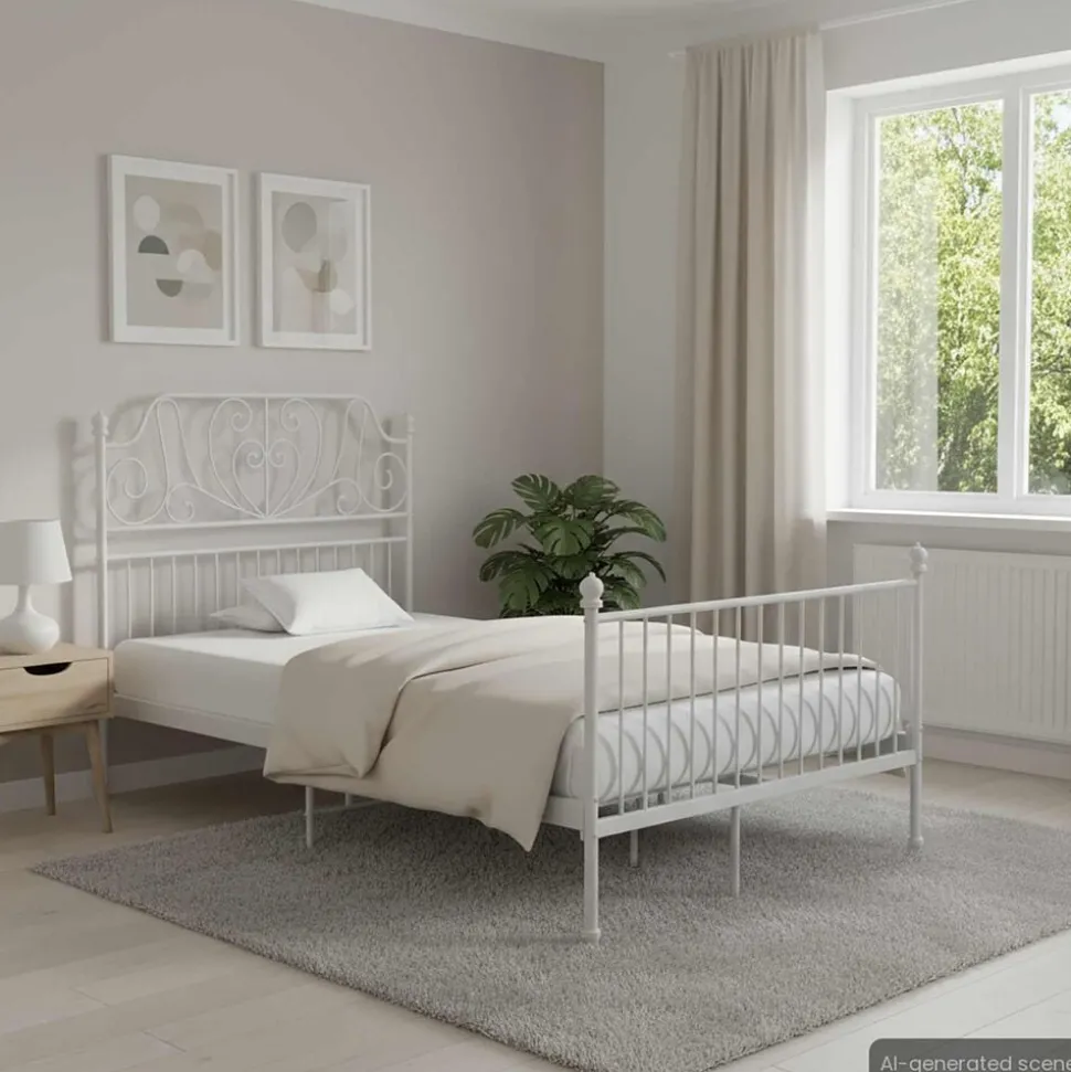 vidaXL Bedframe metaal wit 120x200 cm