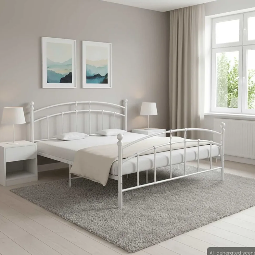 vidaXL Bedframe metaal wit 140x200 cm