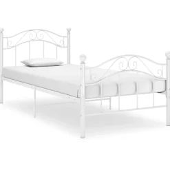 vidaXL Bedframe metaal wit 90x200 cm