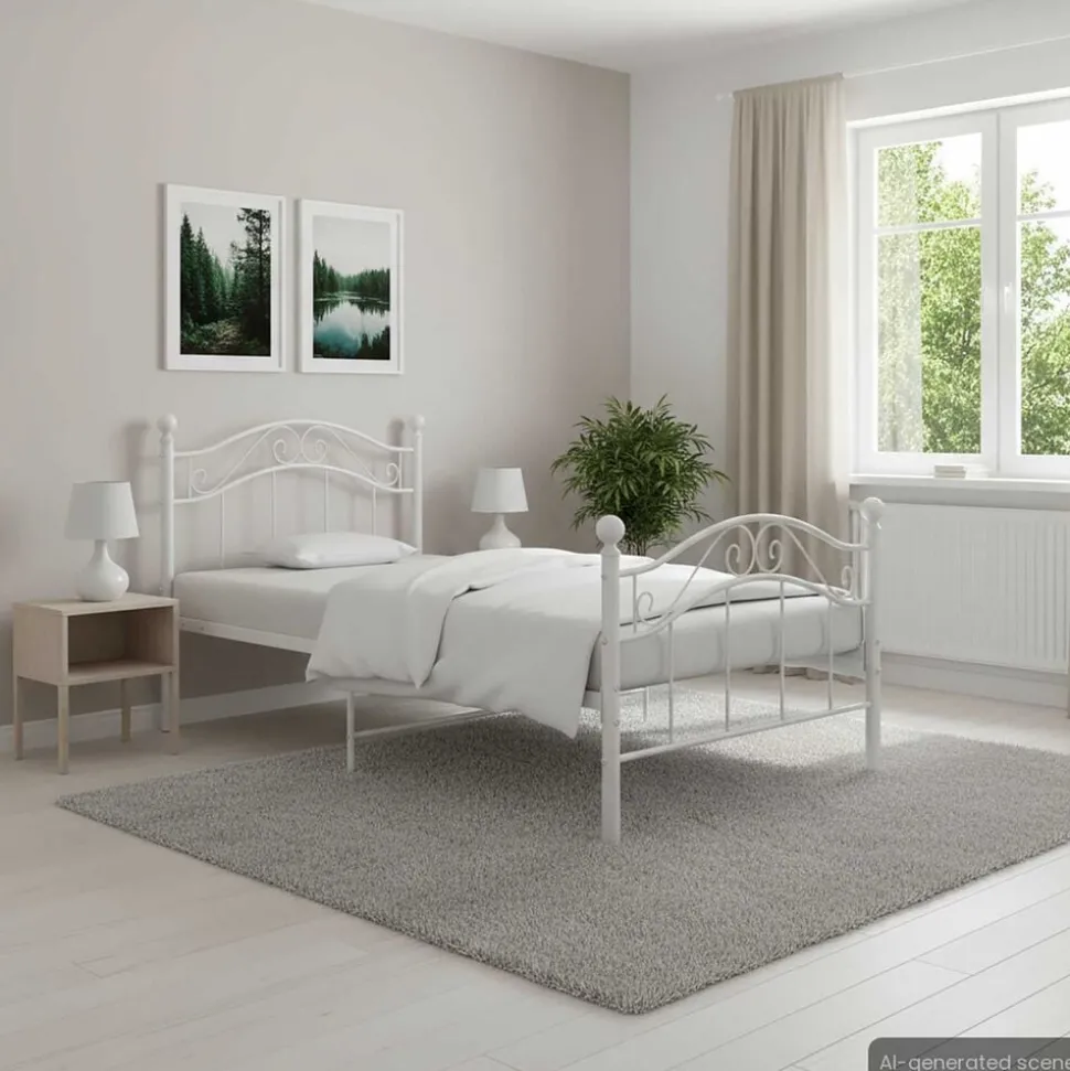 vidaXL Bedframe metaal wit 90x200 cm