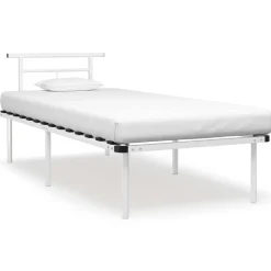 vidaXL Bedframe metaal wit 90x200 cm