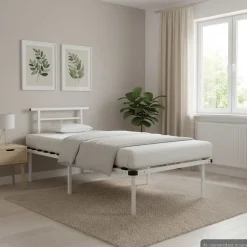 vidaXL Bedframe metaal wit 90x200 cm