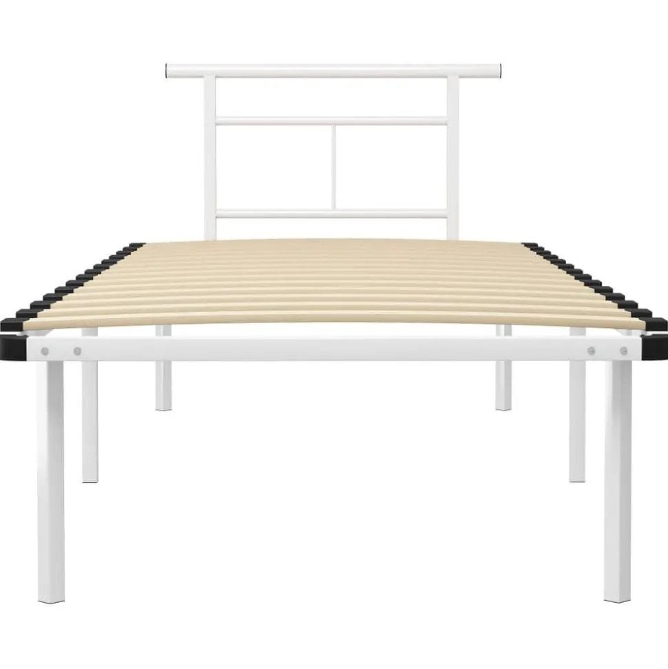 vidaXL Bedframe metaal wit 90x200 cm