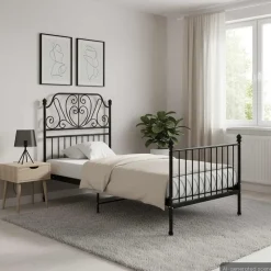 vidaXL Bedframe metaal zwart 90x200 cm
