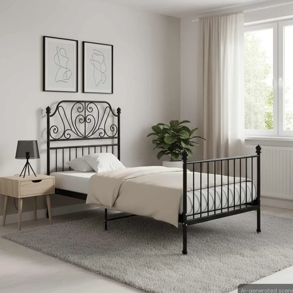 vidaXL Bedframe metaal zwart 90x200 cm