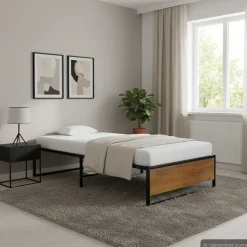 vidaXL Bedframe metaal zwart 90x200 cm