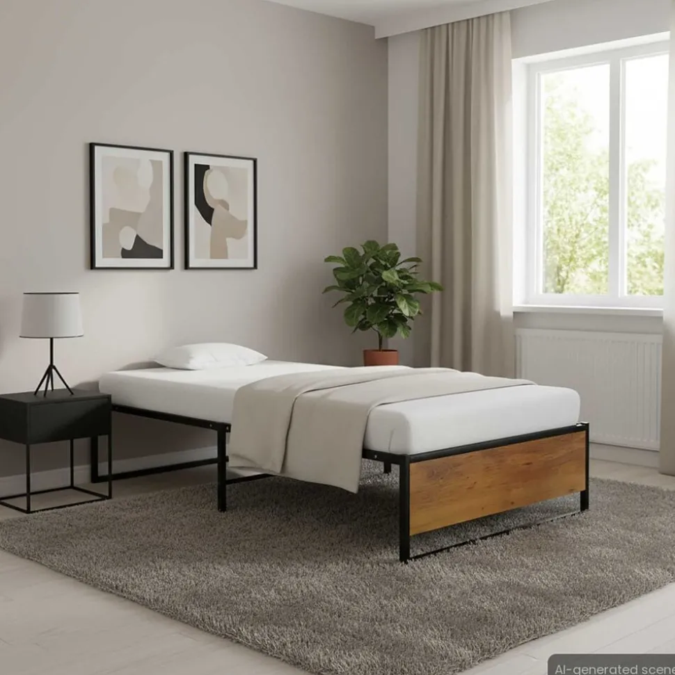 vidaXL Bedframe metaal zwart 90x200 cm