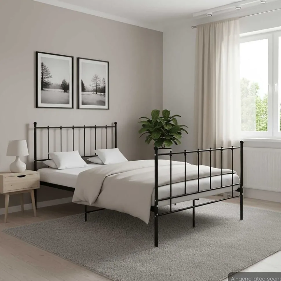 vidaXL Bedframe metaal zwart 120x200 cm