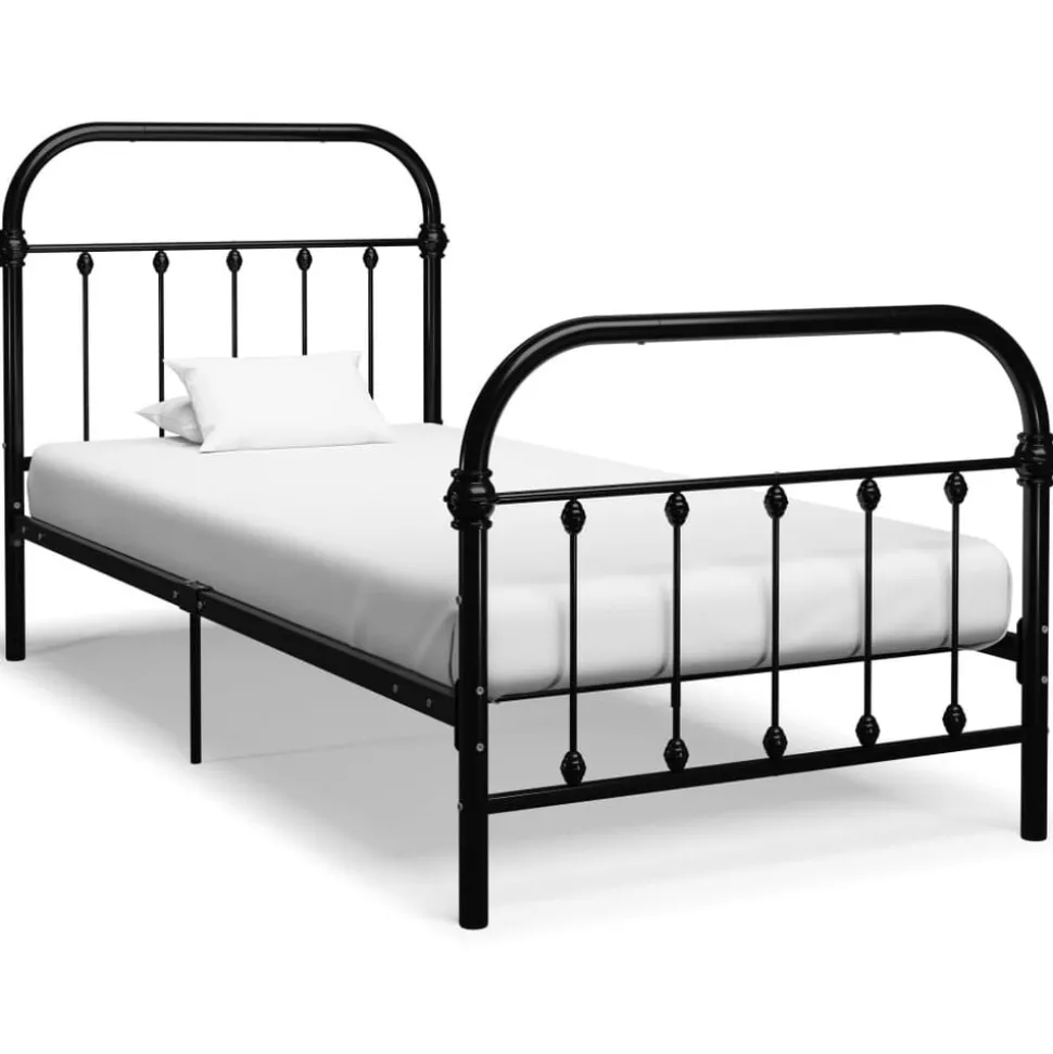 vidaXL Bedframe metaal zwart 90x200 cm