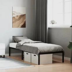 vidaXL Bedframe metaal zwart 75 x 190 cm