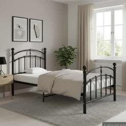 vidaXL Bedframe metaal zwart 100x200 cm