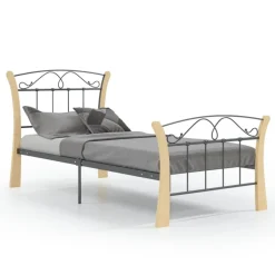 vidaXL Bedframe metaal zwart 90x200 cm
