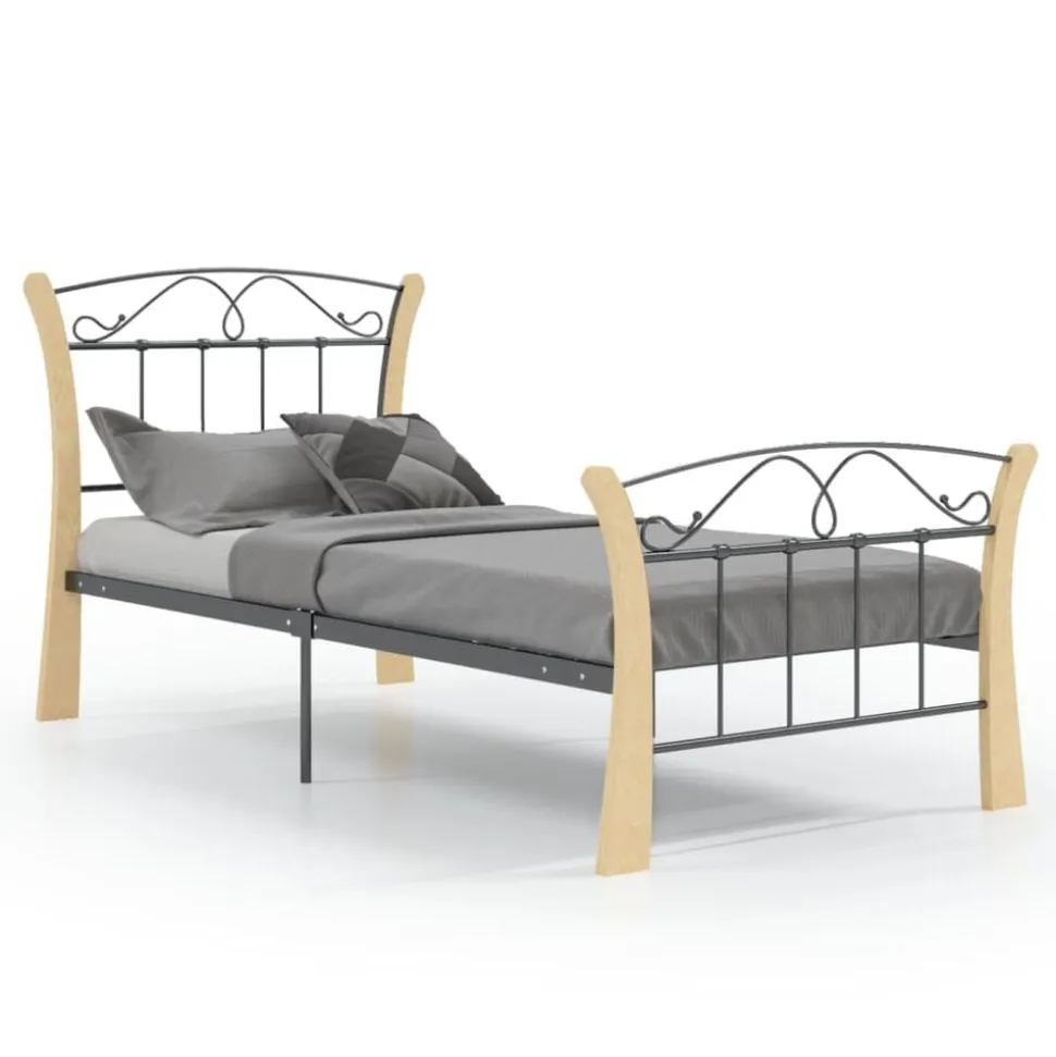 vidaXL Bedframe metaal zwart 90x200 cm