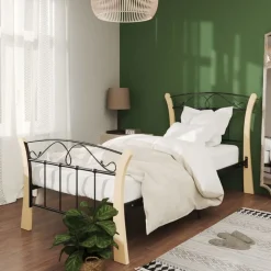 vidaXL Bedframe metaal zwart 90x200 cm