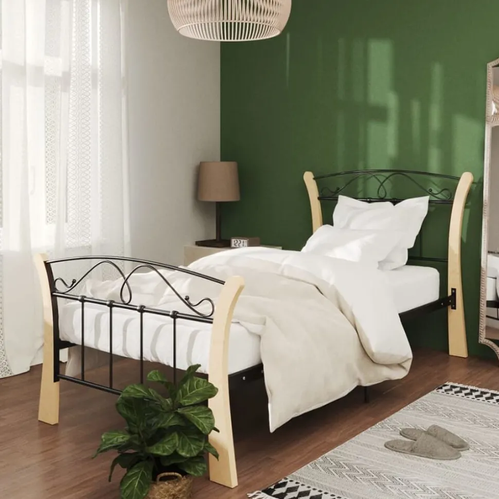 vidaXL Bedframe metaal zwart 90x200 cm