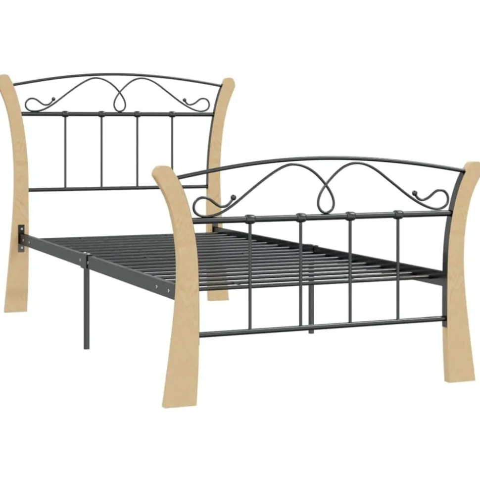 vidaXL Bedframe metaal zwart 90x200 cm