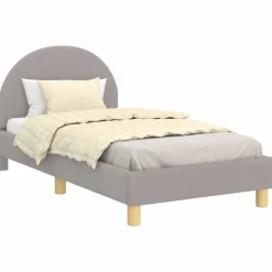 vidaXL Bedframe voor kinderen met hoofdbord Lichtgrijs 80 x 160 cm
