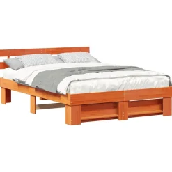vidaXL Bedframe Wasbruin 160 x 200 cm Massief grenenhout