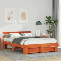 vidaXL Bedframe Wasbruin 160 x 200 cm Massief grenenhout